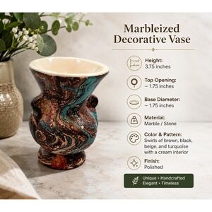 VTG Nemadji‎ Pottery Miniature Vase Marbleized Earth Tone Swirl Bud Vase 3.25"